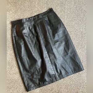 Vintage Black Leather Pencil Skirt